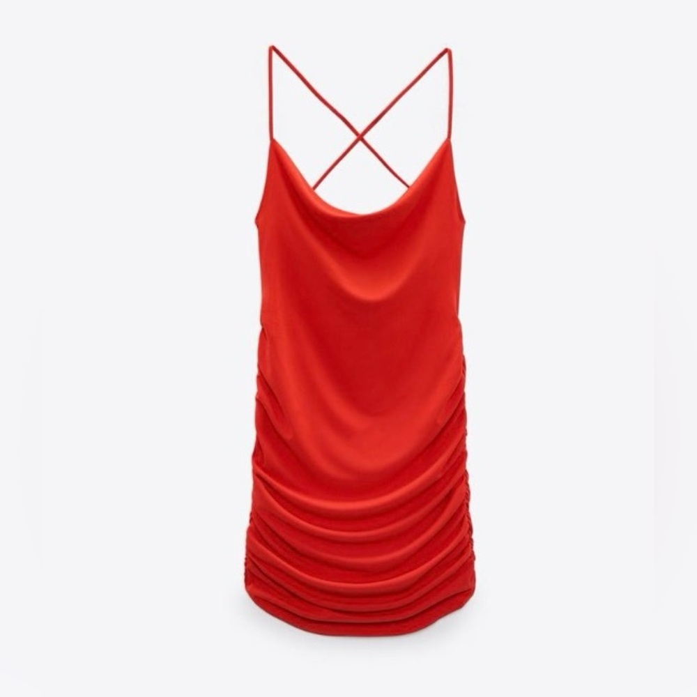 NWT Zara Red Flowy Strappy Mini Dress